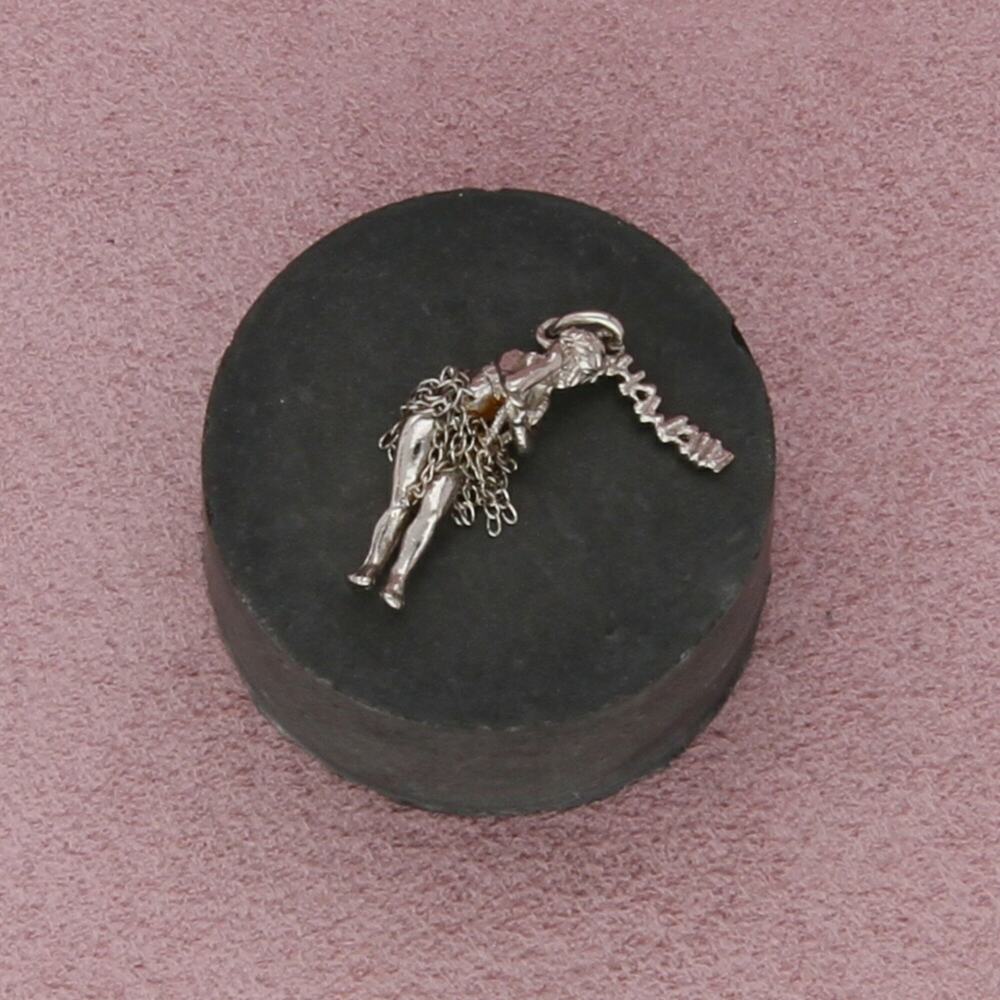sterling silver vintage hawaii hula girl (skirt moves) charm pendant